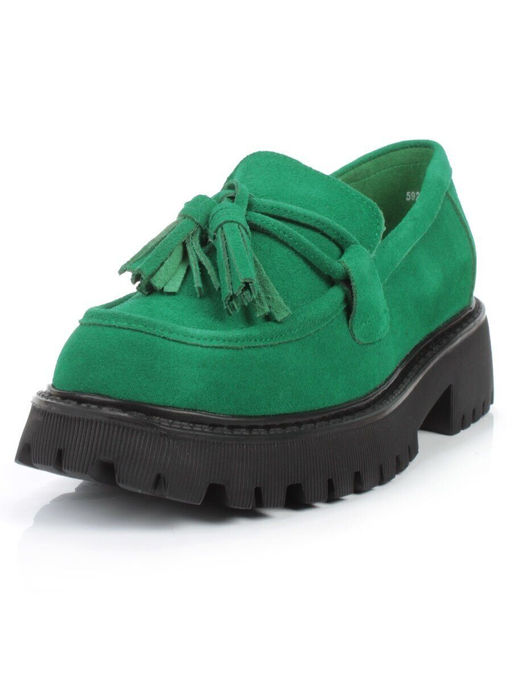 03-5929-3 GREEN Лоферы женские (натуральная замша) - No name фото 5