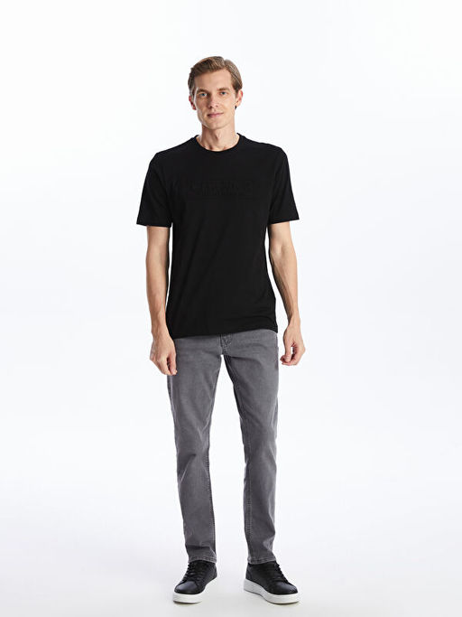 Bisiklet Yaka K?sa Kollu Bask?l? Penye Erkek Ti??rt