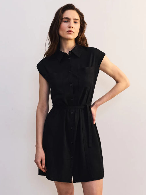 Льняное платье-рубашка с поясом ZR2605012907-50 / Zarina