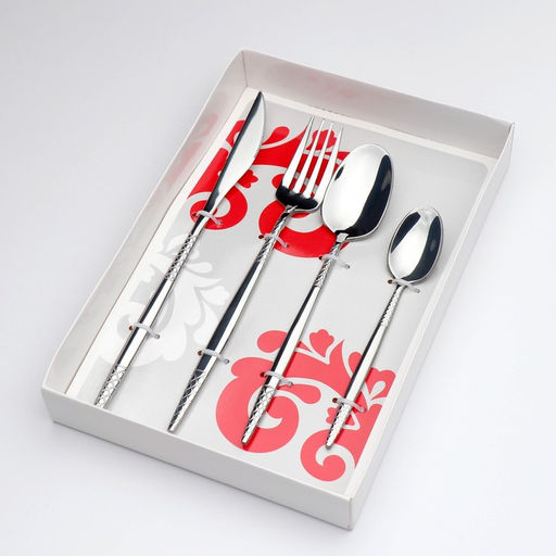 Набор столовых приборов Доляна Античность, 4 предмета, нержавеющая сталь, серебристый  фото 8