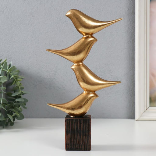 Фигурка полистоун «Четыре золотых птички: пирамида», 14×5×25 см