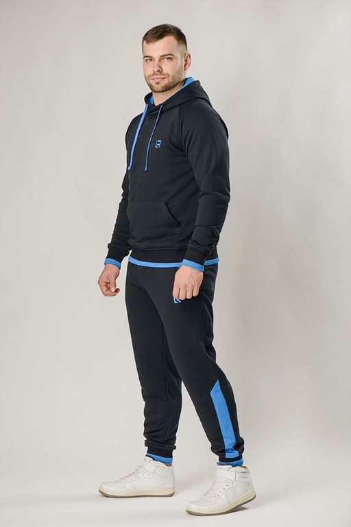 Спортивный костюм М-2804: Футер 3-х ниточный Тёмно-синий / Бирюза - Relay фото 3