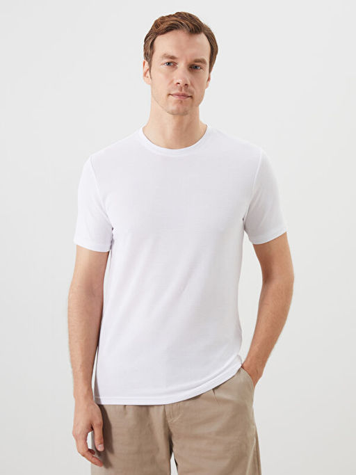 Bisiklet Yaka K?sa Kollu Erkek Dokulu Ti??rt