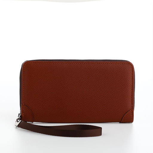 Портмоне мужское на молнии, отдел для карт, монет, коричневое