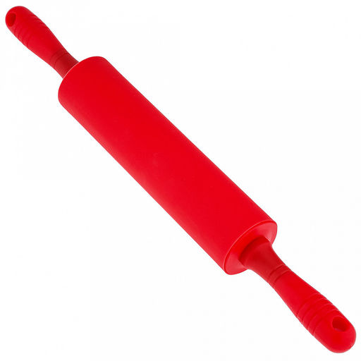 Скалка силиконовая Монпансье 41,5см, д5,3см, рабочая длина 20,5см, пластмассовые ручки, цвета в ассортименте: красный, черный, серый, розовый, в п/эт пакете (Китай) - Домашняя мода фото 2