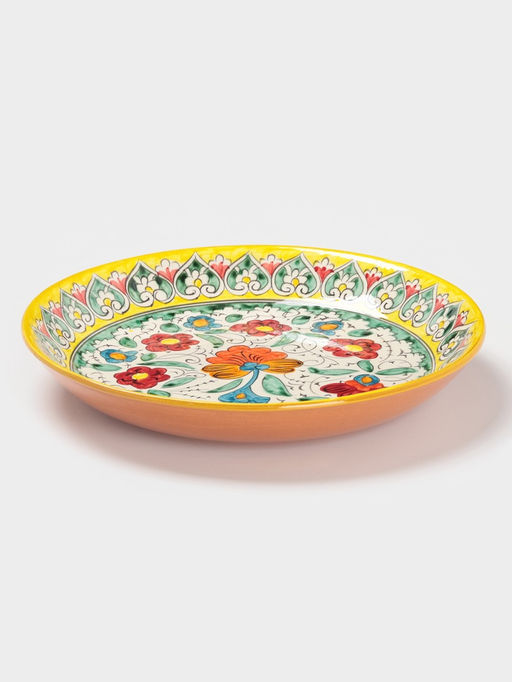 Ляган узбекский Риштанская Керамика «Турецкий узор», d=25 см, жёлтый