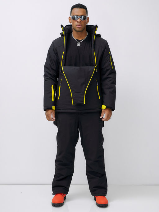 Горнолыжный костюм анорак мужской зимний черного цвета 389Ch - Leifensh фото 11