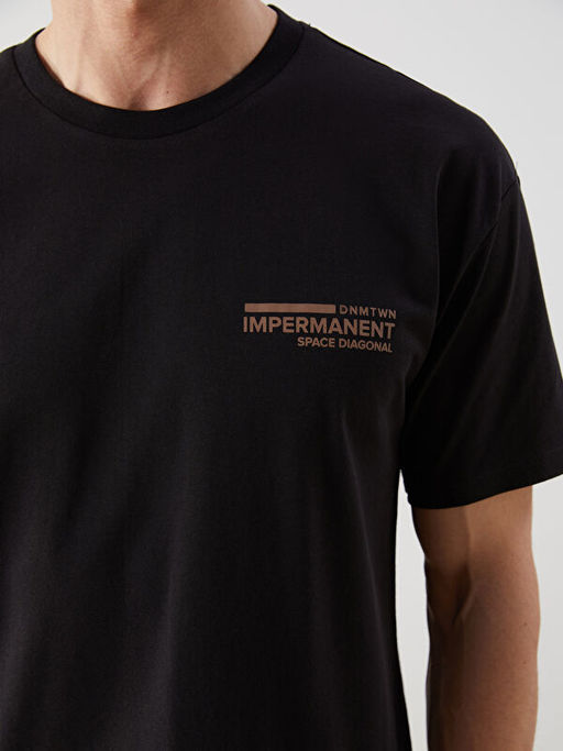 Bisiklet Yaka K?sa Kollu Bask?l? Penye Erkek Ti??rt