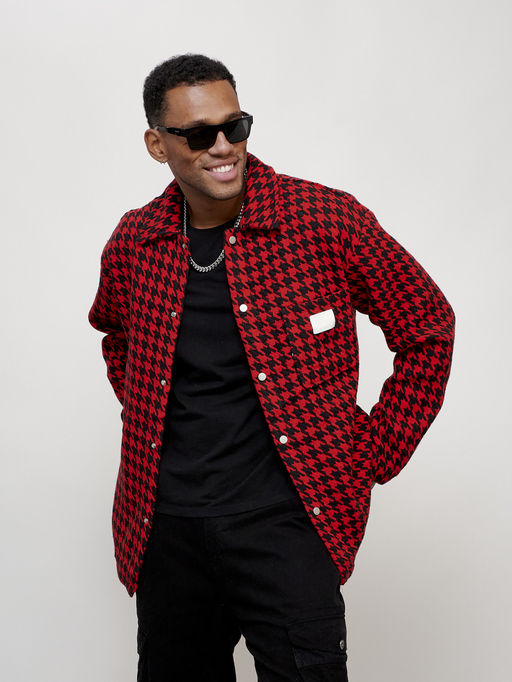 Ветровка рубашка мужская букле красного цвета 58379Kr