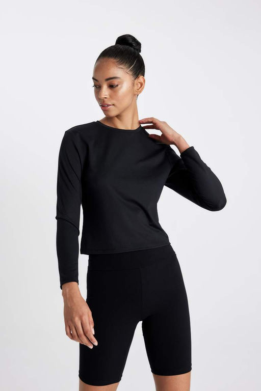 DeFactoFit Облегающая футболка с круглым вырезом и принтом в стиле спортсмен с длинными рукавами  фото 3