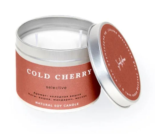 Ароматическая свеча из соевого воска Холодная вишня, 200 мл