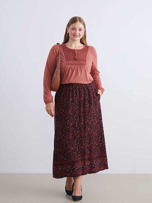 Beli Lastikli Desenli A Kesim Etek