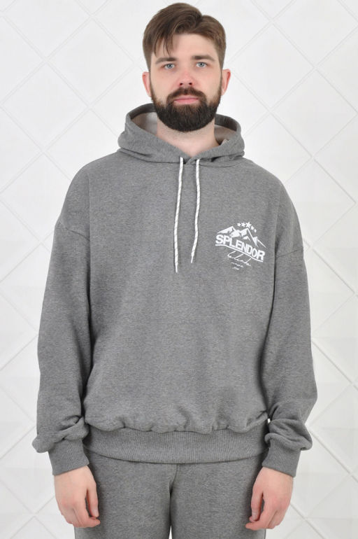 Арт. 6576 Толстовка мужская 46-54 (5 шт) Цвет:серый меланж