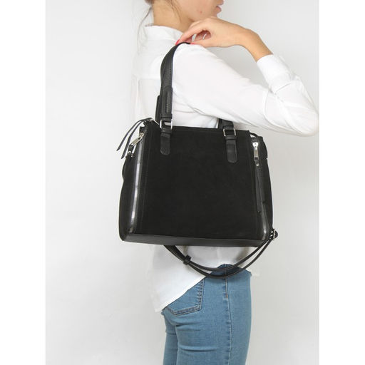 Сумка женская иск/кожа+нат/замша ADEL-214/2в, 1отд+кар/пер, плечевой ремень, черный 255618 - Adelia фото 4