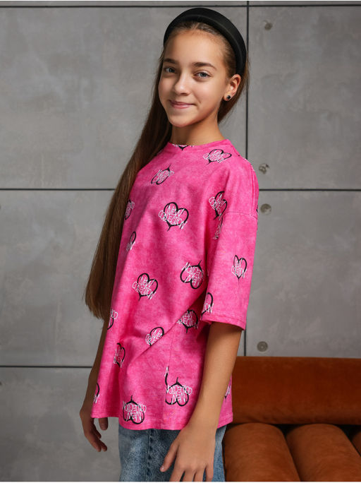 Футболка "Принт" Розовый Девочка