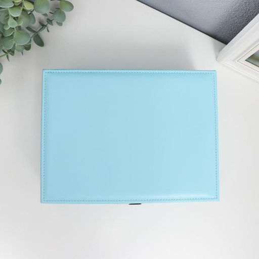 Шкатулка кожзам для украшений Голубая матовая 9х23х17 см - Simaland фото 4