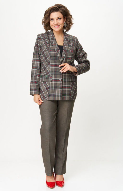 Костюм БелЭльСтиль 412/609 клетка красно-коричневая фото 3