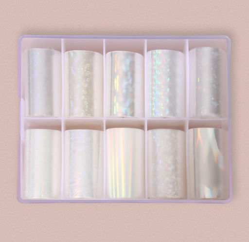 Набор переводной фольги для дизайна ногтей, 4×100 см, 10 шт., цвет БЕЛЫЙ