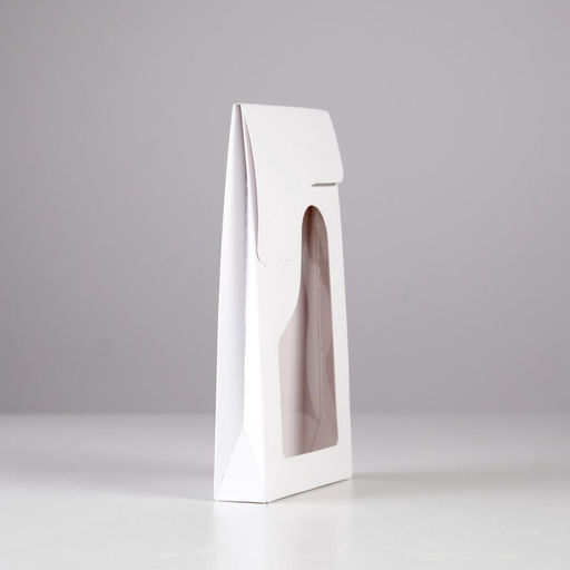 Коробка фигурная, кондитерская упаковка без печати, с окном, белый, 10 шт., 12×3×20 см