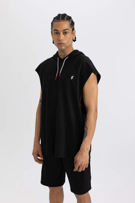 DeFactoFit Спортивная майка Oversize с капюшоном и принтом фото 3