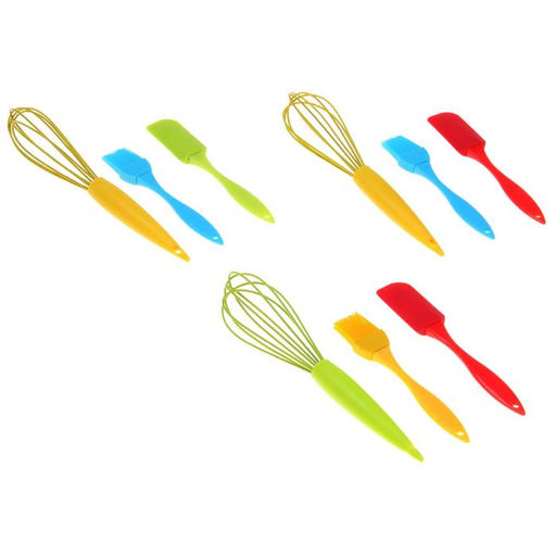 Набор для выпечки Доляна «Лето», 3 предмета: лопатка 18.7 см, кисть 17 см, венчик 26 см, МИКС