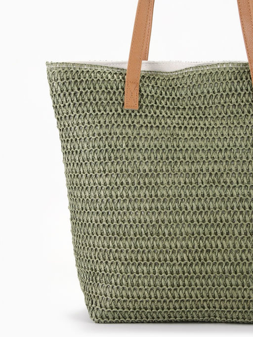 Сумка пляжная на молнии, на подкладке, зелёная - Simaland фото 2