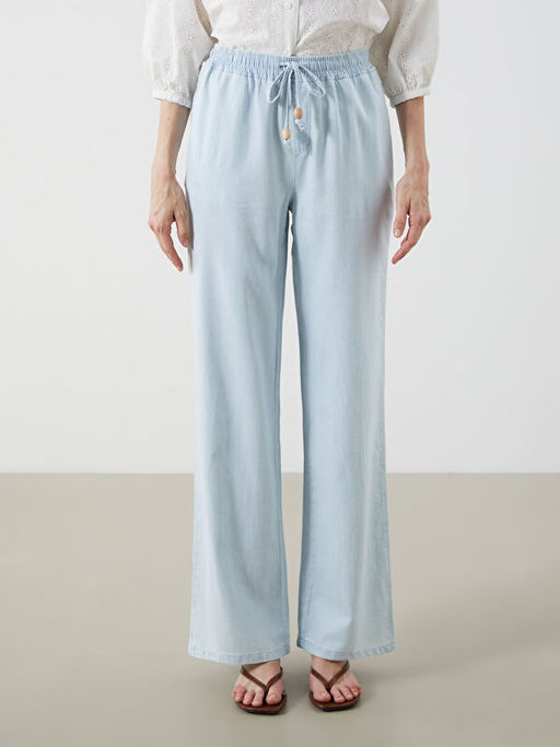 Beli Lastikli Wideleg Kad?n Jean Pantolon