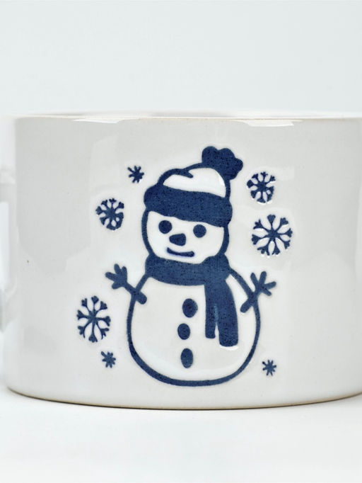 Кружка керамическая новогодняя Снеговик, 320 мл, ручная работа
