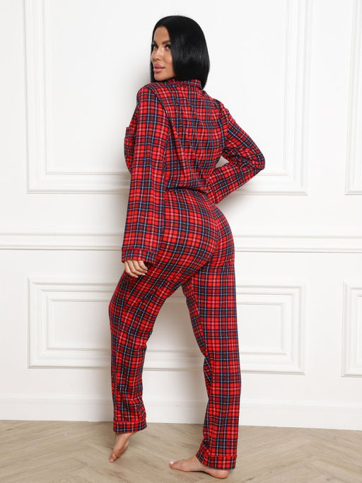 667 ПИЖАМНЫЙ ЖЕНСКИЙ КОСТЮМ (брюки) (Красная клетка) - А-дина фото 7