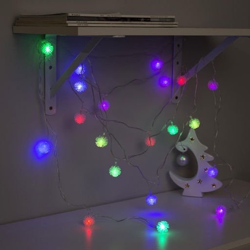 Гирлянда Нить 5 м с насадками Ёжики цветные, IP20, прозрачная нить, 20 LED, свечение мульти (RG/RB), мигание, 220 В - Luazon lighting фото 4