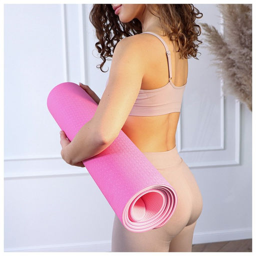 Коврик для йоги Sangh, нескользящий, 183×61×0.6 см, розовый