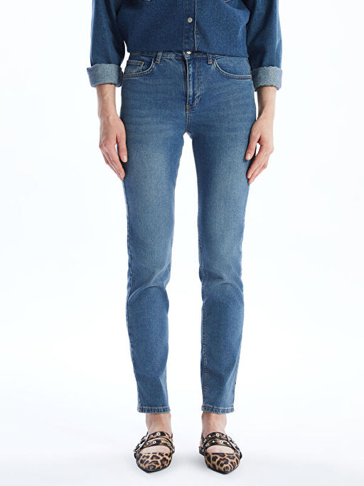 Y?ksek Bel Straight Fit Kad?n Jean Pantolon