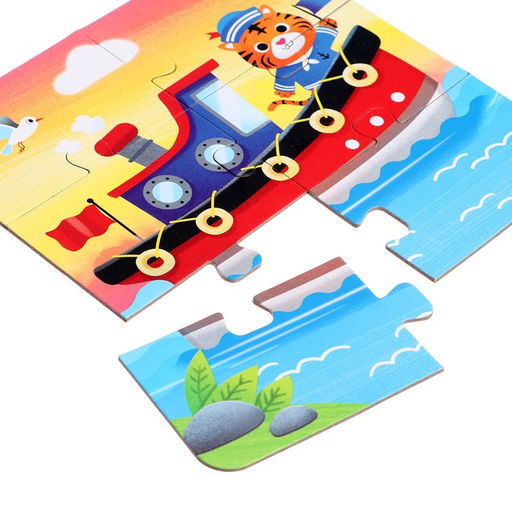 Пазлы 4 в 1 в металлической коробке Едем, плывём, летим, 4, 6, 9, 12 деталей - Puzzle time фото 3