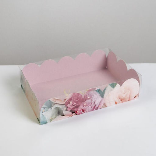 Цена за 5 шт. Коробка для печенья, кондитерская упаковка с пластиковой крышкой, Прекрасные грёзы, 20?30?8 см