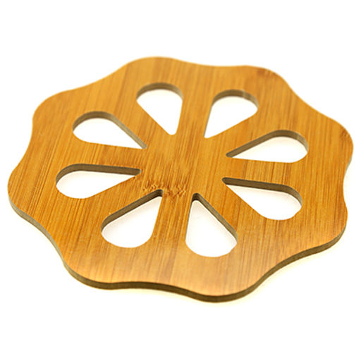 Подставка бамбук/МДФ под горячее Ромашка д14,5х0,5см, в п/эт упаковке (Китай)