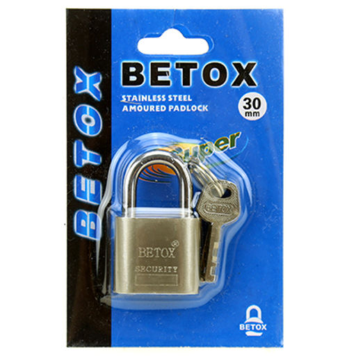 Замок навесной, стальной 30мм Betox Top security, 29х50х15мм, 3 ключа, в блистере (Китай) - Домашняя мода фото 2