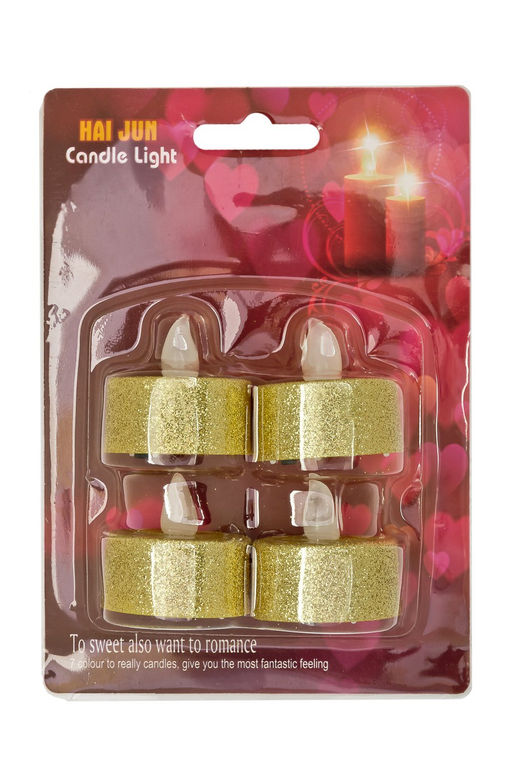 Набор свечей светодиодных на батарейках 3,5*3 см (4 шт) SF-7552, золото - Больше подарков фото 2