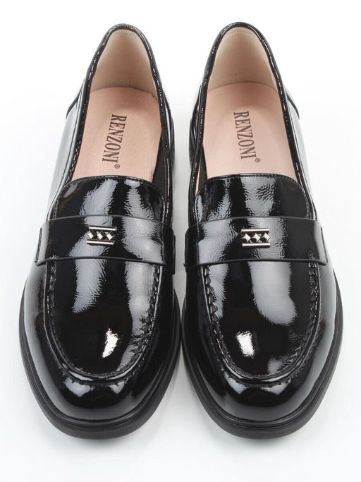 03-DEB55-2 BLACK Лоферы женские (натуральная кожа)