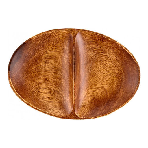 Блюдо сервировочное овальное с 2-мя отделениями Walmer Organic 26х18 см, цвет темное дерево  фото 3