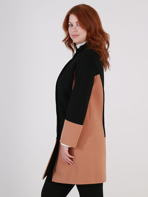 Пальто из шерсти с воротником-стойка - Almond фото 5