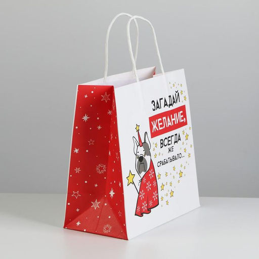 Пакет подарочный новогодний «Загадай желание», 22 х 22 х 11 см