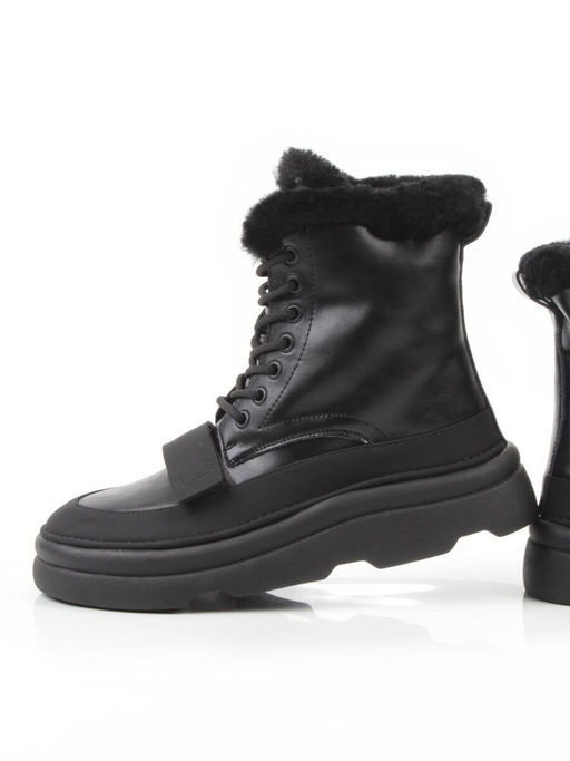 04-PAJ76-1Z BLACK Ботинки зимние женские (натуральная кожа, натуральный мех, 100% шерсть)