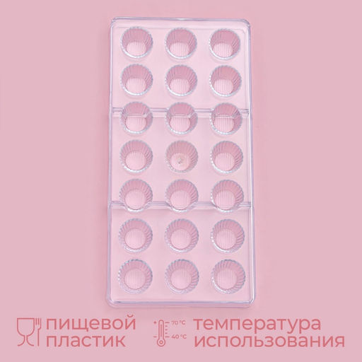 Форма для конфет и шоколада KONFINETTA Конфетти, пластик, 27.5?13.5 см, 21 ячейка, прозрачная  фото 2