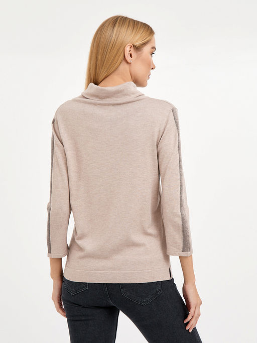 водолазка женская бежевая с добавлением люрекса и страз - Glenfield фото 8
