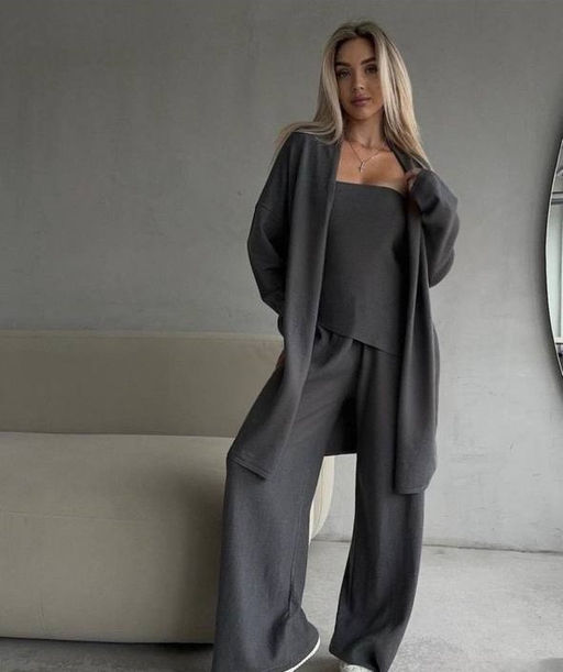 K13564 Костюм тройка: топ, брюки, кардиган ТМ_СЕРЫЙ