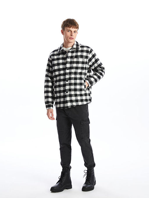 Regular Fit Uzun Kollu Ekose Erkek G?mlek Ceket