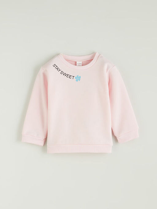 Bisiklet Yaka Bask?l? K?z ?ocuk Sweatshirt