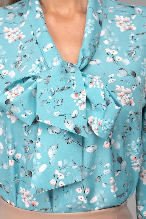 Блузка Бант (голубой/цветы) - Эльза фото 18