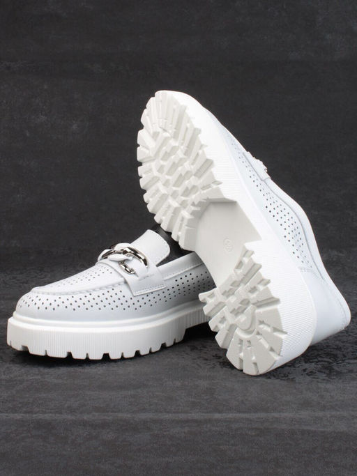 03-PDD153-1 WHITE Лоферы женские (натуральная кожа)