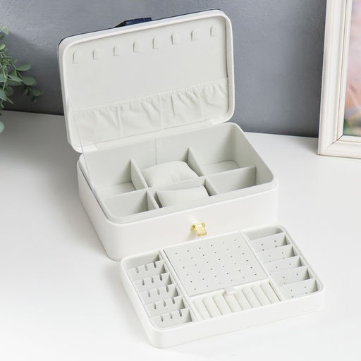 Шкатулка кожзам для украшений С пряжкой голубая 24х18,5х9 см - Simaland фото 8